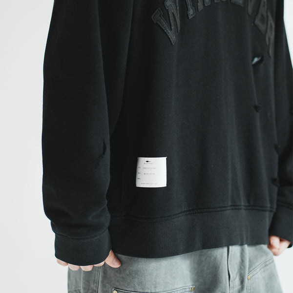 (SW469) 刺繡貼布破洞衛衣