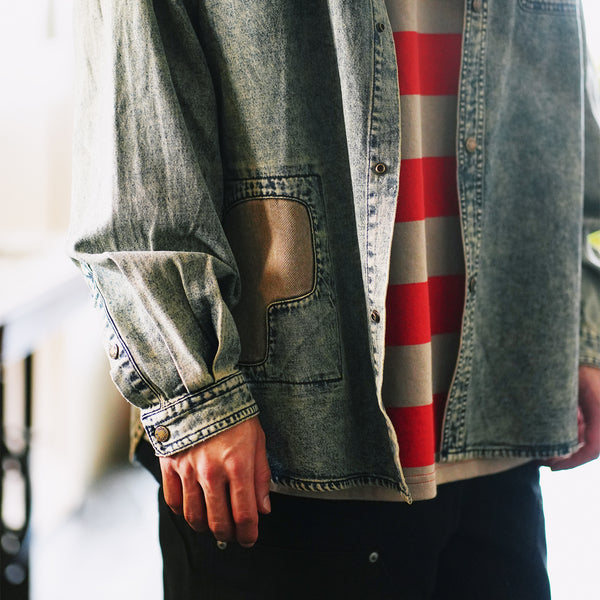 (ST473) Heavy Wash Denim Boro Shirt