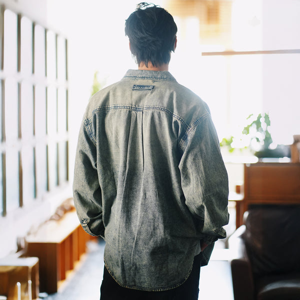 (ST473) Heavy Wash Denim Boro Shirt