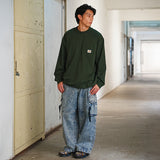 (PT410) Washed Denim Cargo Baggy Pants