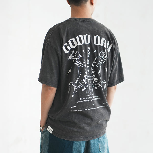 (ZT1653) Wasted Cat Graphic Tee