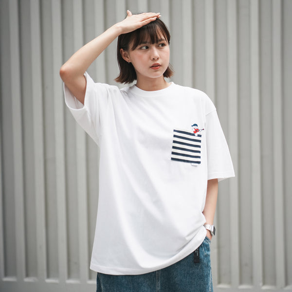 (EX592) Band Embroidery Pocket Tee