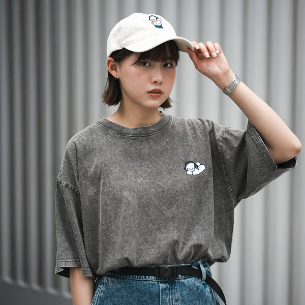 (EX594) Music Graphic Embroidery Washed Tee