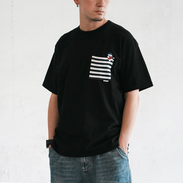 (EX592) Band Embroidery Pocket Tee