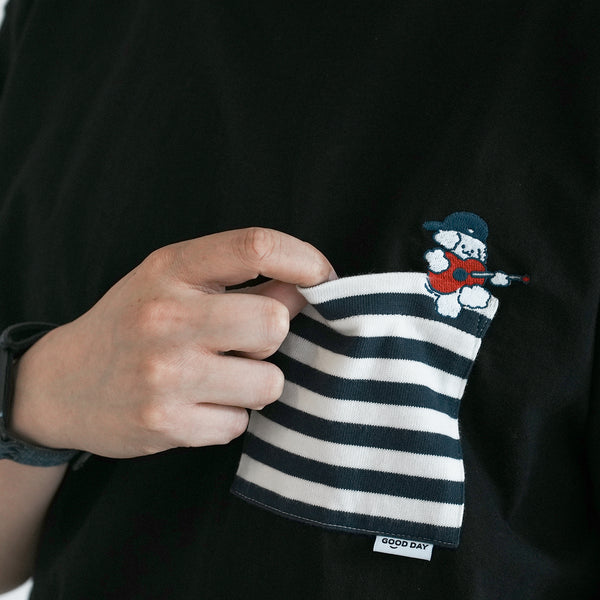 (EX592) Band Embroidery Pocket Tee