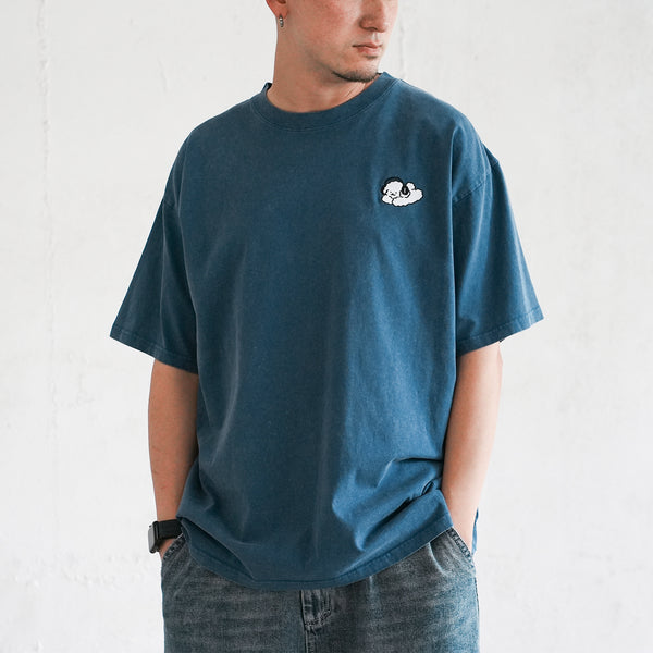 (EX594) Music Graphic Embroidery Washed Tee