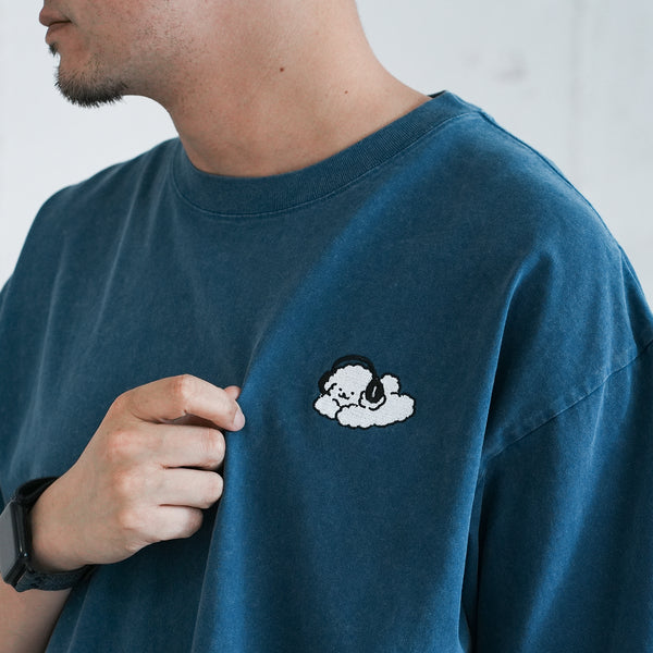 (EX594) Music Graphic Embroidery Washed Tee