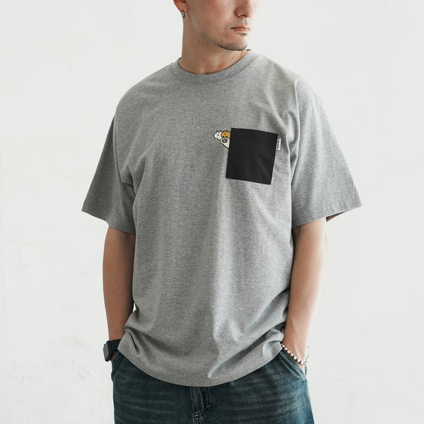 (ZT1669) Camping Cat Graphic Pocket Tee