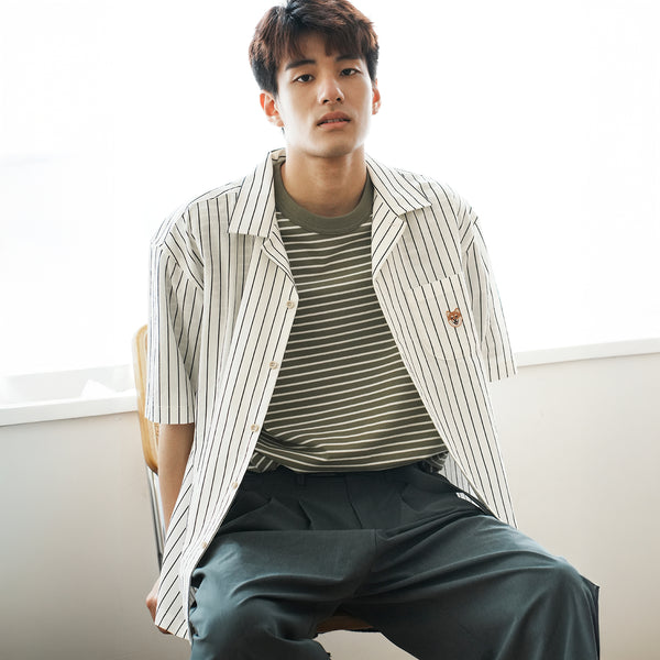 ST461) Stripe Short Sleeve Shirt – ad-lib