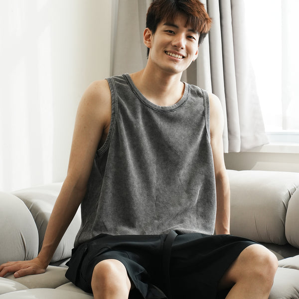 (VT1641) Washed Waffle Tank Top