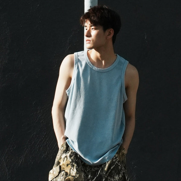 (VT1641) Washed Waffle Tank Top