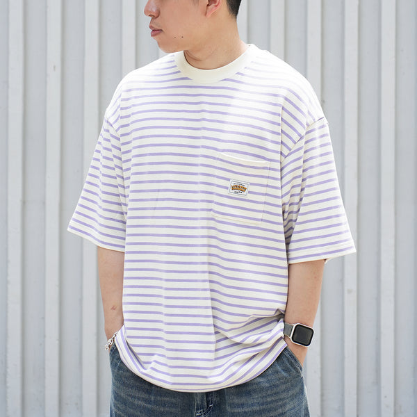 (YT1678) Border Drawstrings Pocket Tee