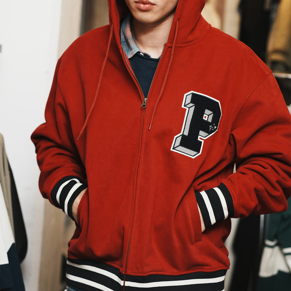 (JK429) College Hooded Zip Up