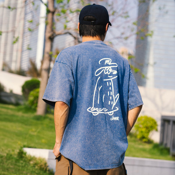 (EX683) Embroidery Washed Tee