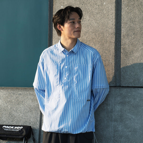 (ST528) 2 Ways Stripes Shirt