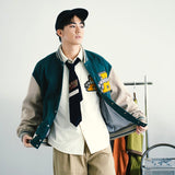 (JK407) 拼色棒球外套