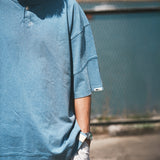 (TP1578) Washed Henley Neck Tee
