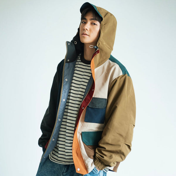 (JK402) Colorblock Parka