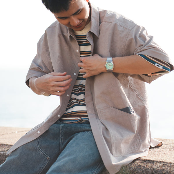 (ST444) 2 Ways Cool Touch Seersucker Shirt