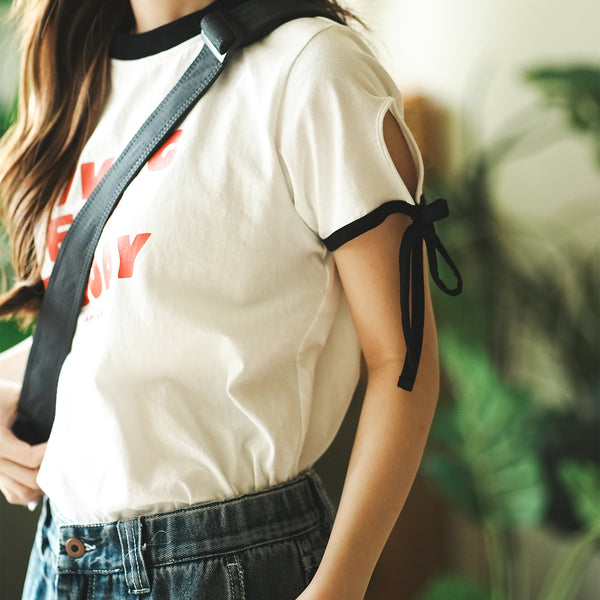 (TP1596) Ribbon Cropped Tee