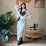 (DS026) Washed Split Dress
