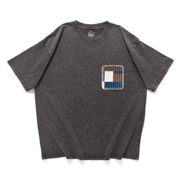 (ZT1691) Sashiko Boro Pocket Washed Tee