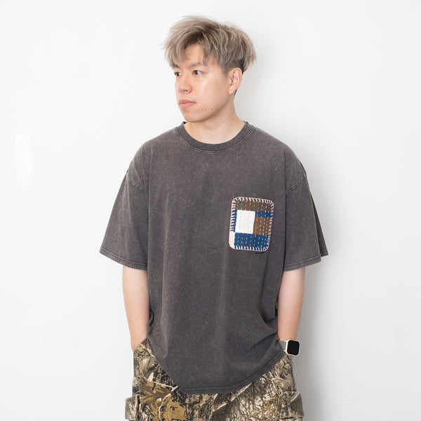 (ZT1691) Sashiko Boro Pocket Washed Tee
