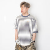 (TP1586) Stripe Layered Sleeve Tee