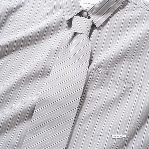 (ST474) Stripe Tie Short Sleeve Shirt