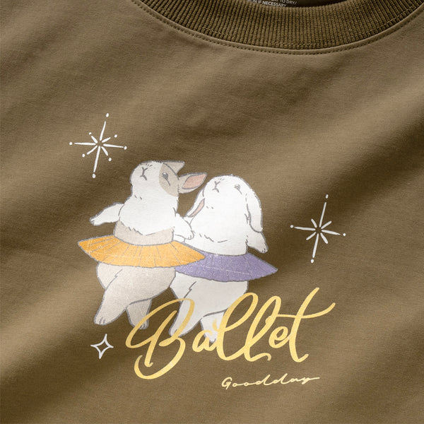 (ZT1456) Ballet Rabbit Graphic Cropped Tee