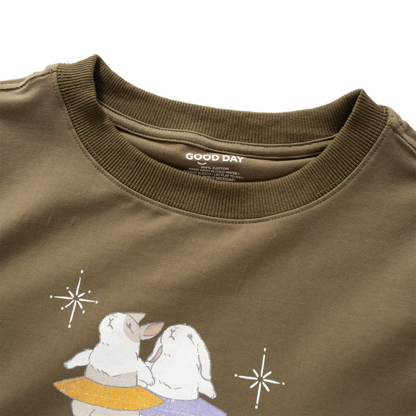 (ZT1456) Ballet Rabbit Graphic Cropped Tee