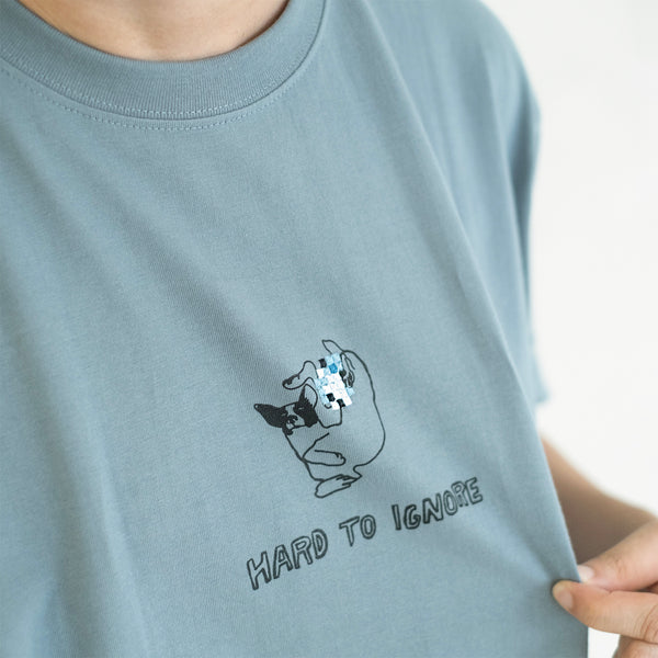 (ZT1725) Hard To Ignore Embroidery Graphic Tee