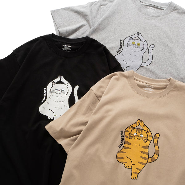 (ZT1730) Namaste Cat Graphic Tee