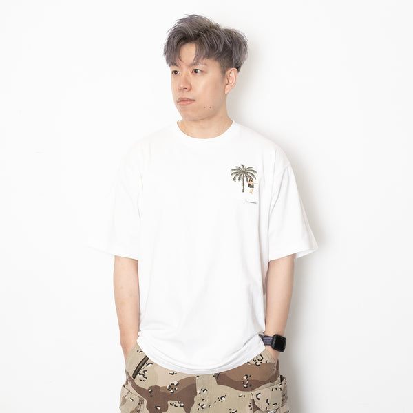 (ZT1481) Hawaiian Girl Palm Tree Embroidery Tee