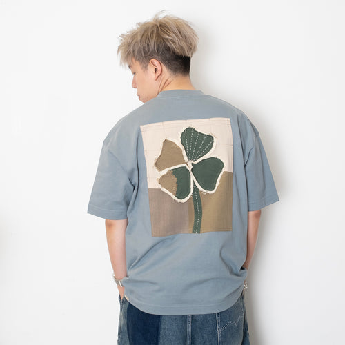 (ZT1722) 4 Leaf Clover Patchwork Pocket Tee