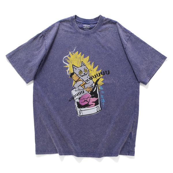 (ZT1739) Alcohol Cat Graphic Tee