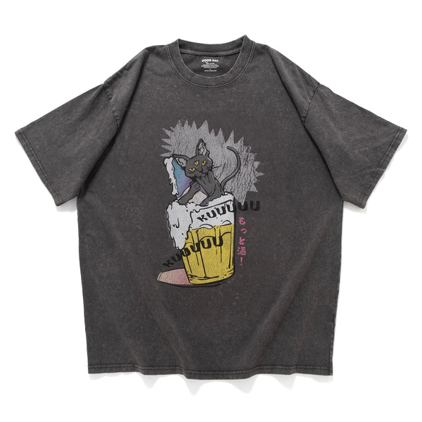 (ZT1739) Alcohol Cat Graphic Tee