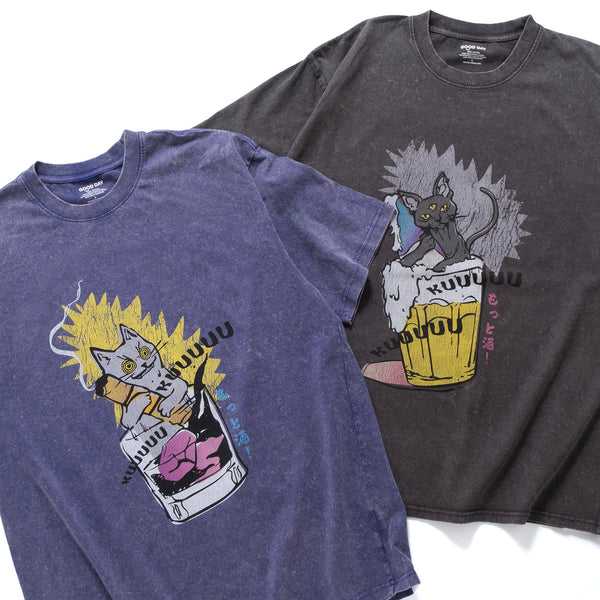 (ZT1739) Alcohol Cat Graphic Tee