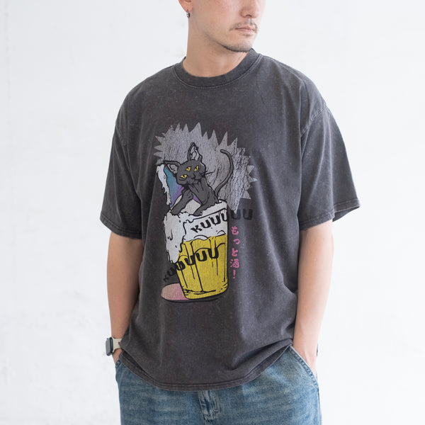 (ZT1739) Alcohol Cat Graphic Tee