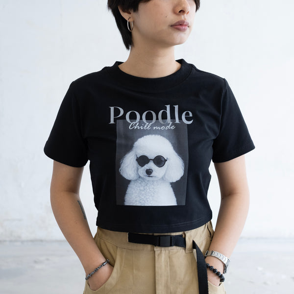 (ZT1743) Poodle Photoprint Cropped Tee