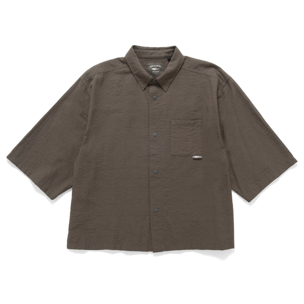 (YS475) Crop Sleeve Open Collar Shirt