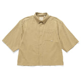 (YS475) Crop Sleeve Open Collar Shirt