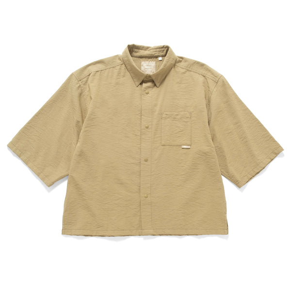 (YS475) Crop Sleeve Open Collar Shirt