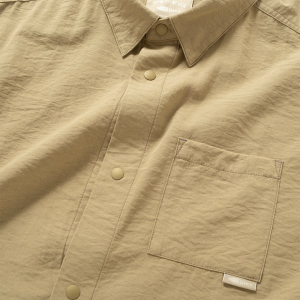 (YS475) Crop Sleeve Open Collar Shirt