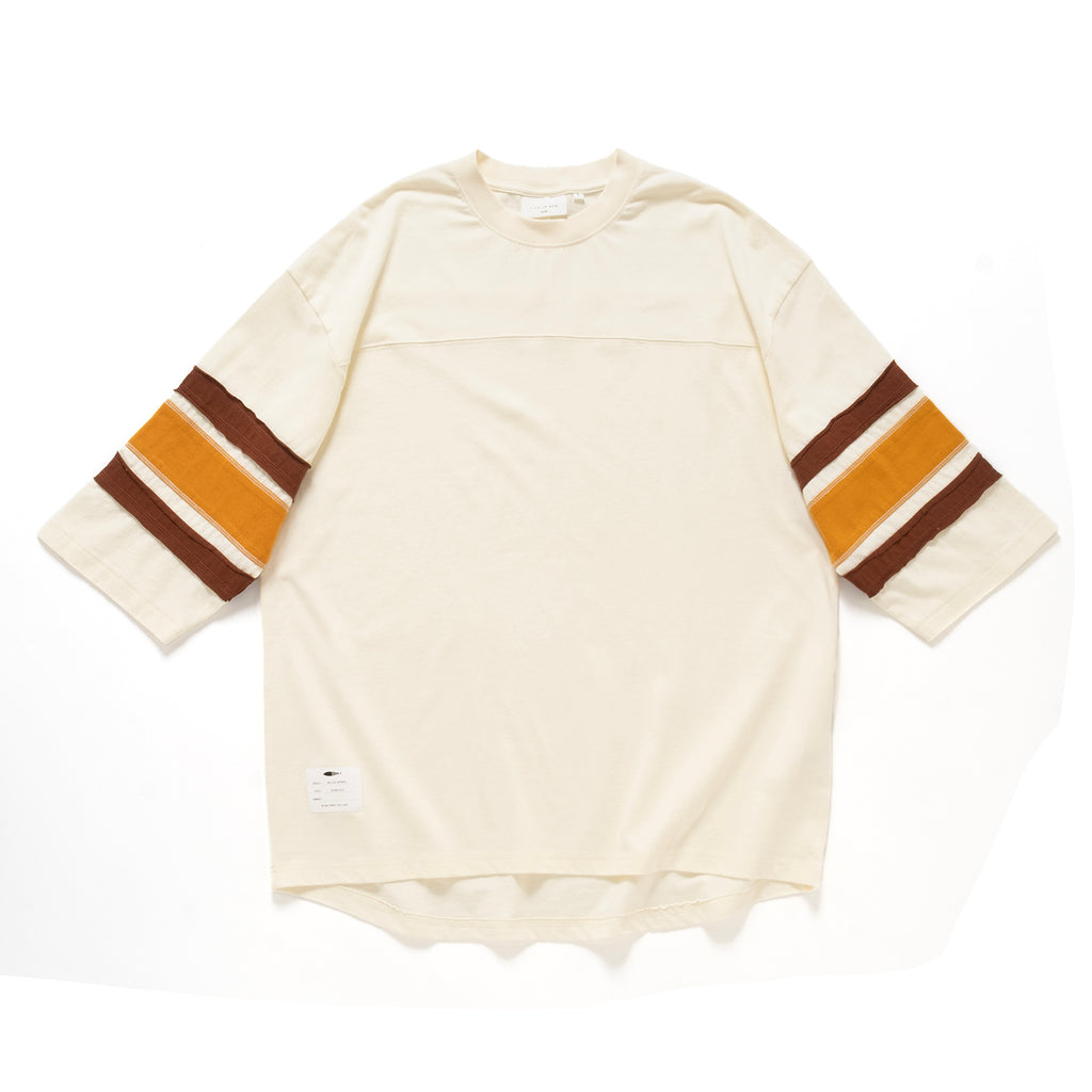 (TP1662) College Crop Sleeve Panel Tee
