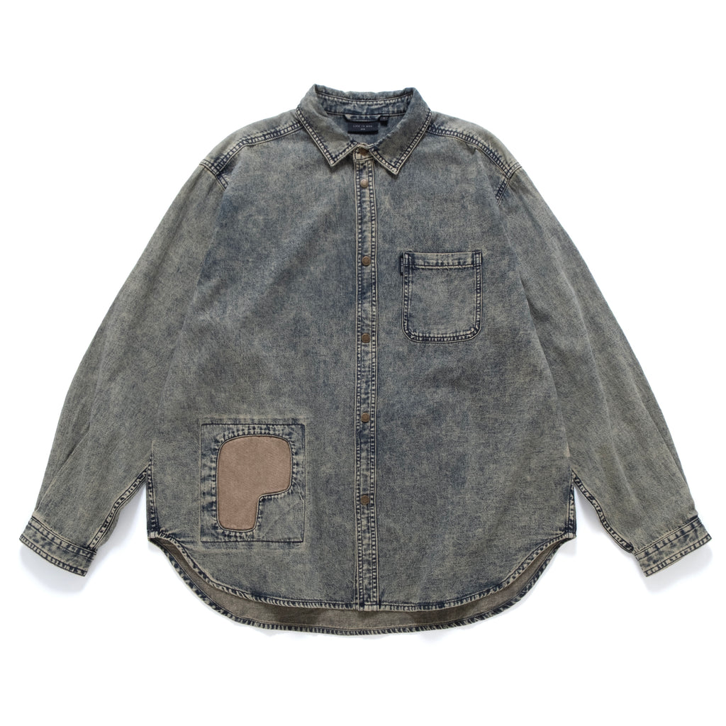 (ST473) Heavy Wash Denim Boro Shirt