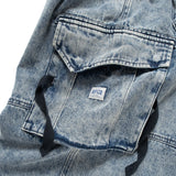 (PT410) Washed Denim Cargo Baggy Pants