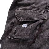 (PT410) Washed Denim Cargo Baggy Pants