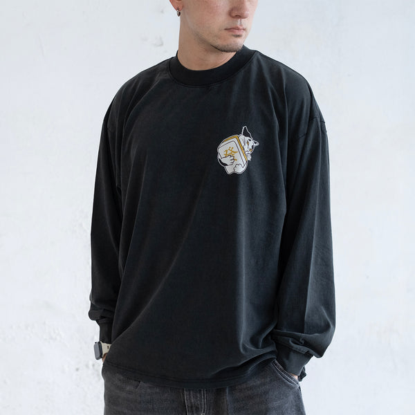 (ZT1765) Lucky Hand Graphic Long Sleeve Tee