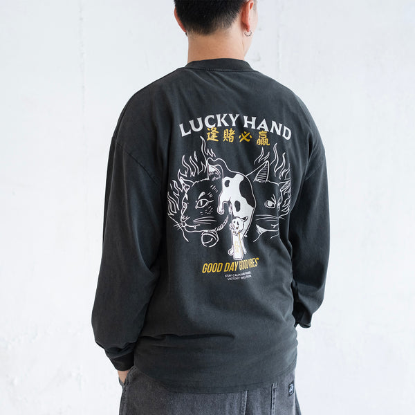 (ZT1765) Lucky Hand Graphic Long Sleeve Tee